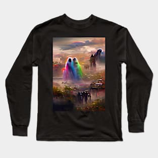 2 PSYCHEDELIC RAINBOW GHOSTS ON HALLOWEEN Long Sleeve T-Shirt